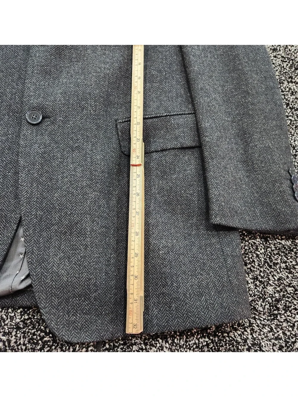 Studio Milano Italy 100% Cashmere 42L Charcoal herringbone blazer Sports coat
